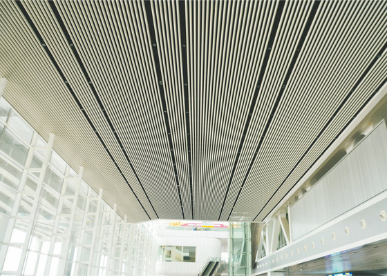 高い等級のアルミニウム管状の線形金属の天井、博物館の白い偽の天井 50mm Dia